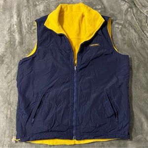 SOLD | Point Zero Reversible Blue Yellow Zipper Fleece Vest Jacket, Size M men’s